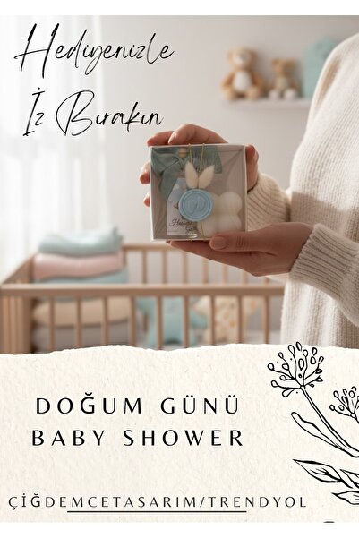 çiğdemcetasarım Cam Şişe Kolonya Ve Buble Mum Seti Bebek Mevlidi Yenidoğan He...