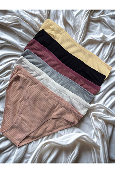Meyzz Kadın Ultra Rahat Soft Fitilli Pamuklu Slip Külot 6'lı