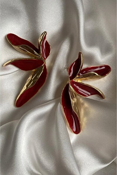 poyas تفاصيل الذهب نصف زهرة الأقراط الأحمر الذهب ورقة مفصلة الأقراط