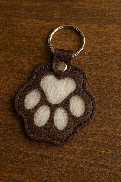 GECEDENİZ Breloc din piele umplut cu păr de animale de companie, model Pati, ...