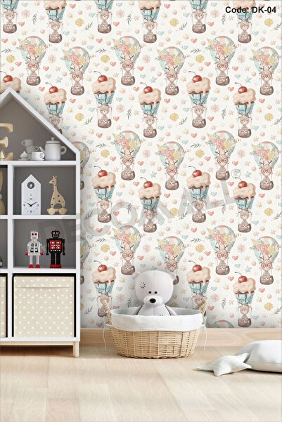 DECOMALL ÇDK-4 Balon Desenli Çocuk Bebek Odası Duvar Kağıdı Kendinden Yapışka...