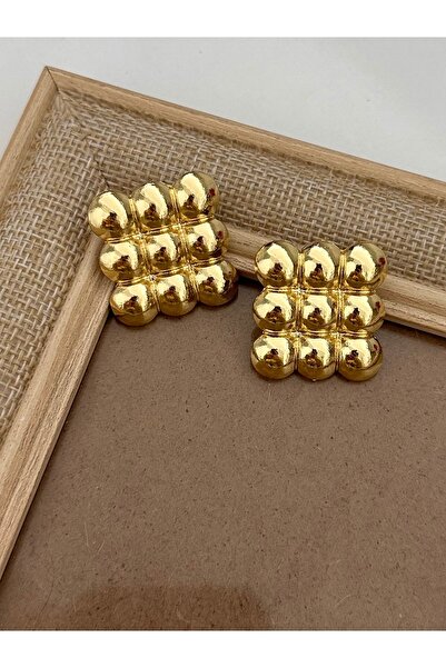 YENGEÇ Square Model Gold Earrings