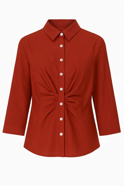 UD بلوزة نسائية ساده واسعة باللون العنابي – أكمام طويلة – مناسبة للحمل