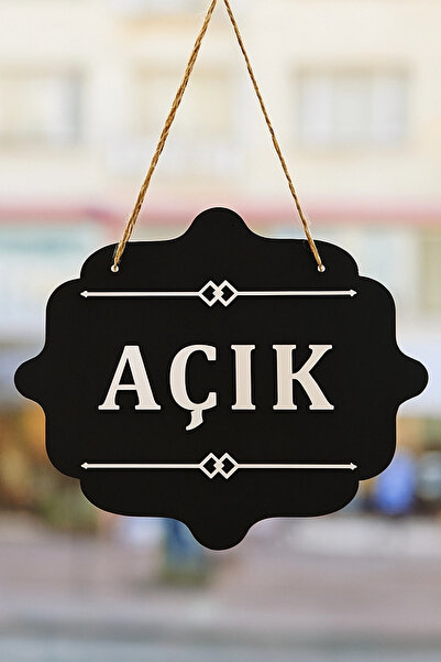 Kutaydan Ahşap Dekoratif Kesim Açık-Kapalı Yazısı - Siyah