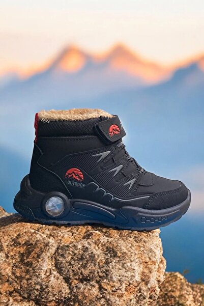 ALTUNTAŞ Erkek Çocuk Kışlık Cırt Cırtlı Anatomik Taban Rahat Bot Siyah