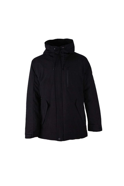 trender معطف رياضي للرجال من الليكرا باللون الأسود مع سحاب على الصدر 26KE86000004