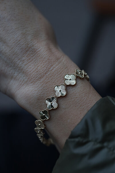 Yenigün Kuyumculuk 14 Ayar Altın Süzme Yoncalı Bileklik