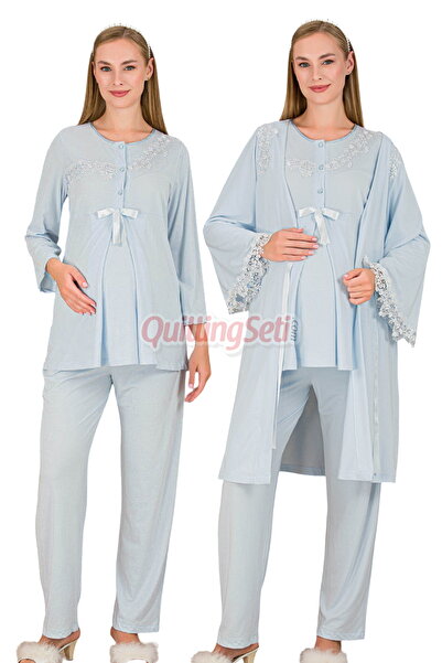 quilling طقم بيجامة للحوامل من بيبي بلو، موديل ليدي 33007، بأكمام قصيرة، 3 قط...