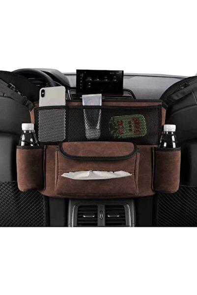 NEXTWAVE Organizator pentru scaun auto, 5 compartimente, piele întoarsă, maro