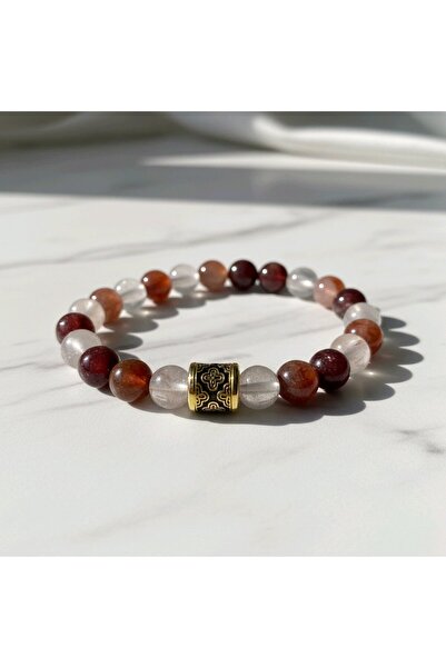 AYTENS TAKI سوار من الحجر الطبيعي الأصلي من الكوارتز الناري (فيير كوارتز)