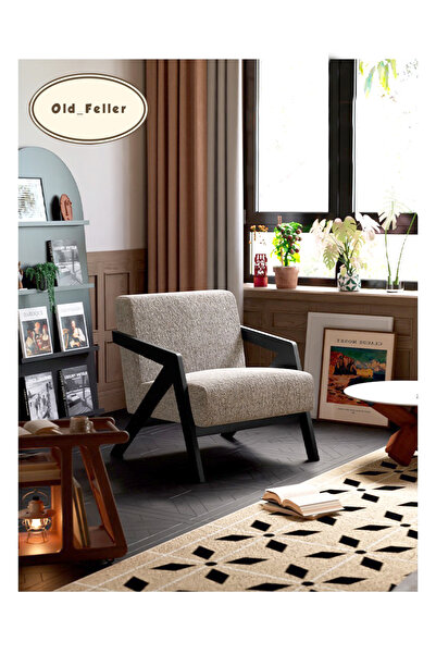 Old_Feller كرسي بذراعين عصري، إطار من الخشب الصلب لغرفة المعيشة وغرفة النوم، كرسي ريتشارد