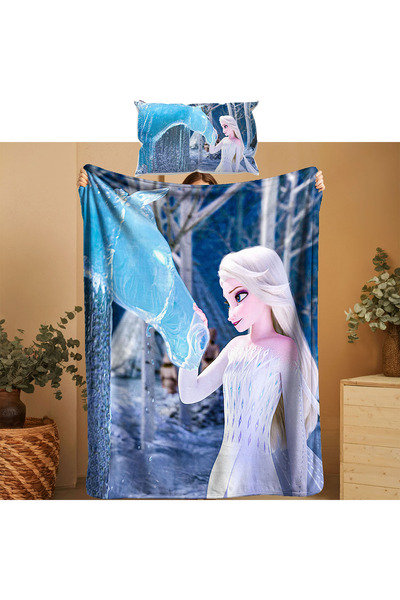 ACONCEPT طقم غطاء لحاف ووسادة ناعمة للأطفال بتصميم إلسا من أرض الجليد