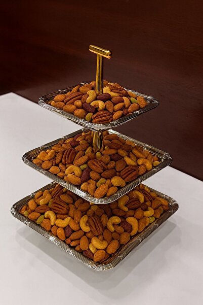 ALMASA شيال مكسرات مدور3دور ارتفاع 30سم مقاس الصحن الكبير 21*21سم الصحن الوسط 17*17سم الصغير ١٣*13سم