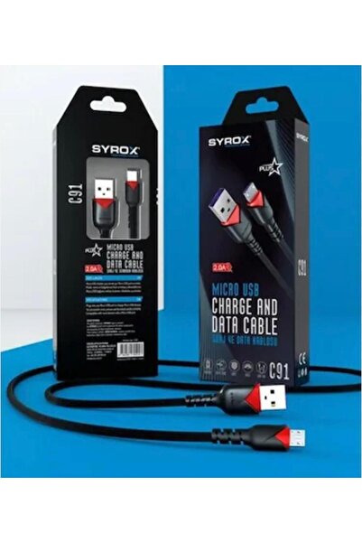 Syrox Micro 2.A Hızlı Data Ve Şarj Kablosu Hasır Örgü C 91