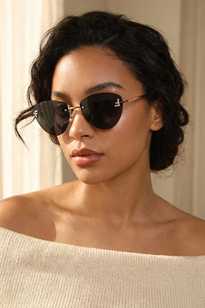 Kapin Gold Frameless Design Sunglasses - Black