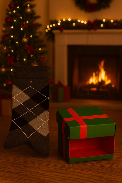 DEYDİ Baklava Desenli Çorap-Kışlık Pamuklu Unisex Çorap-Hediye Kutulu