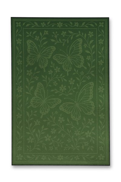 Rugs Modern Halı MOSSO Yeşil Temalı Çiçek ve Kelebek Figür Desenli Dokuma Tab...