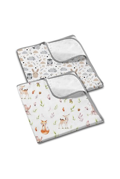 Kidizi Set 2 aleze impermeabile refolosibile din bumbac 78x60 cm Forest Friends Joy