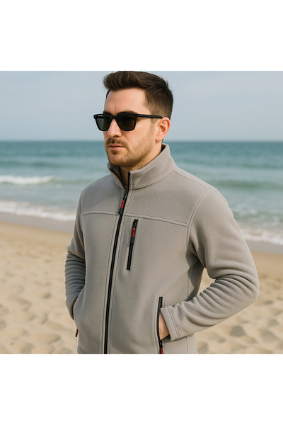 LUXIC CORE unuseks gri Fermuarlı Polar Ceket Dik Yaka Günlük ve Outdoor Kullanım