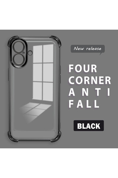 ucuc غطاء سيليكون شفاف مضاد للسقوط متوافق مع آيفون 16 بتصميم سميك من أربع زوايا