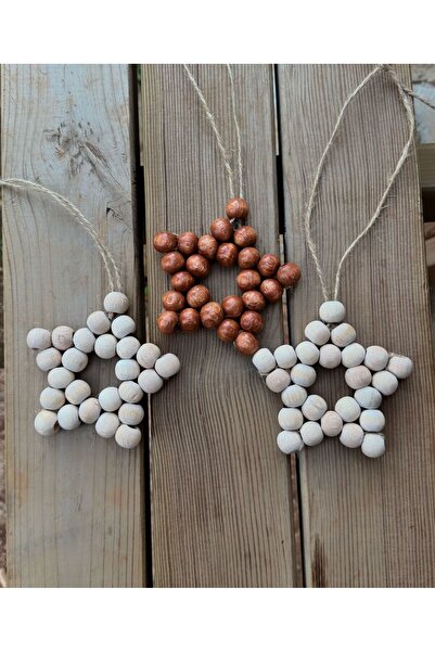 SSCglow SET DE 3 STELE DECORATIVE DE Mărgele din lemn colorate, ornamente pen...