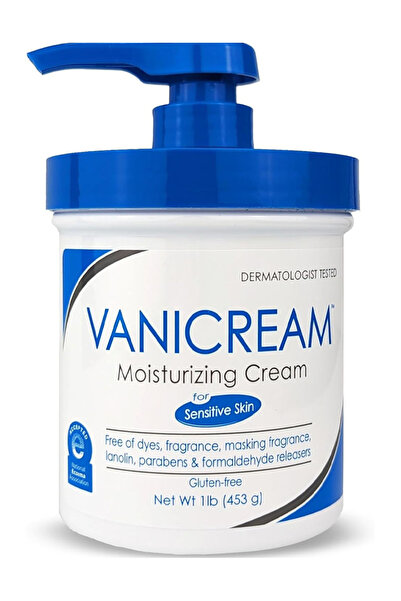 Vanicream كريم مرطب مع مضخة خالٍ من العطور والغلوتين للبشرة الحساسة يلطف البشرة