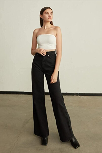 mooishan أديلينا بلازو جين كاجوال للنساء، أسود، أرجل واسعة، واسع الساقين، خصر...