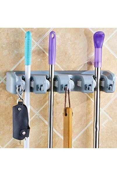 BLOOMING TIME حامل للمكنسة والممسحة، رف أدوات ذاتي اللصق يُثبت على الحائط