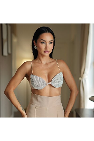 Scorpios Elegant bustier with sparkling silver appliqués