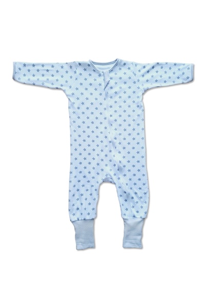 Kidizi Salopeta pijama bebe cu fermoar si botosei manseta White Grey Stars ma...