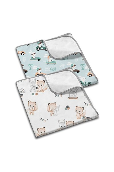 Kidizi Set 2 aleze impermeabile refolosibile din bumbac 78x60 cm Funny Rabbit Friends