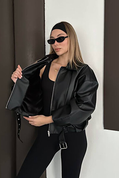 MANMARK New Season Women's Full Fur Inside Water and Cold Proof O Oversized Belted Women's Jacket Coat