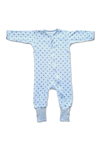 Kidizi Baby pajama jumpsuit with zipper and booties White Grey Stars size 0-3 months, 62 cm