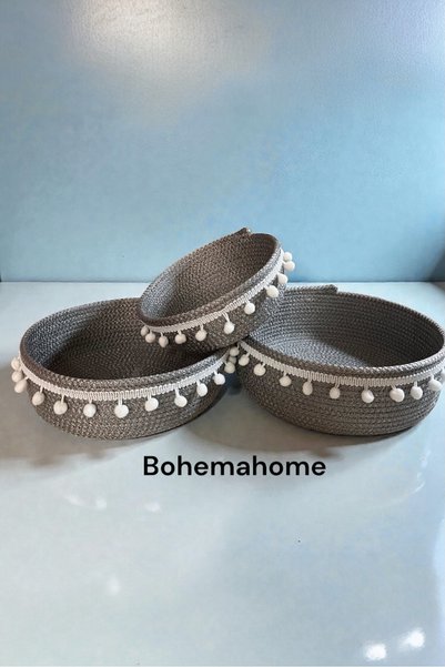Bohemahomedecor Triple Basket Organizer Bathroom Kitchen Organizer Basket