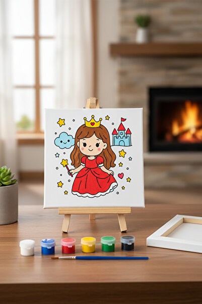 RenkliİzlerAtölyesi Çocuk Tuval Boyama Seti (Pamuk Prenses)