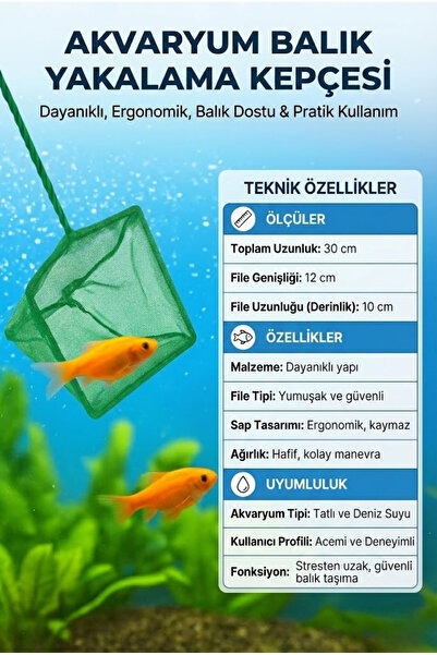 Eco Lounge Akvaryum Balık Yakalama Kepçesi 12 cm - Balık Dostu İnce File - Pa...