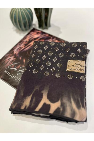 La Boutique Eşarp La Boutique Güz Serisi Organik Bambu Leopar Bordürlü Şal