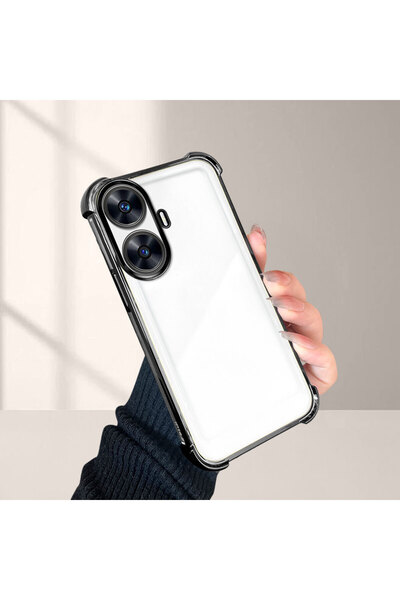 Hontinga غطاء هاتف شفاف مضاد للسقوط متوافق مع ريلمي سي55 مصنوع من السيليكون