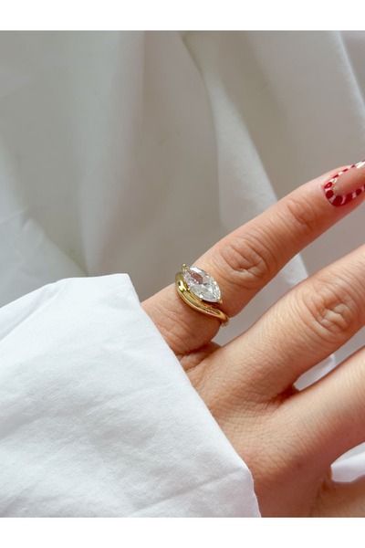 CHARMLUCKY Steel Baguette Stone Sparrow Ring (Adjustable)