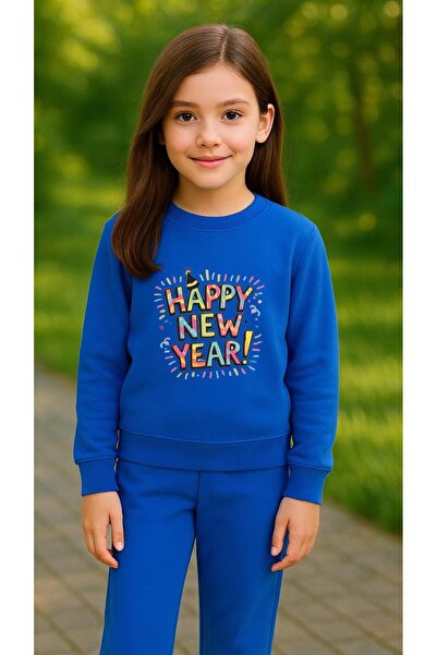 playwear Φούτερ ομάδας με στάμπα HAPPY NEW YEAR για κορίτσια και αγόρια, με λ...