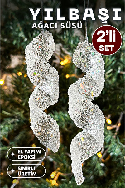 RAVVORA 2’li Set El Yapımı Reçine Spiral Yılbaşı Ağacı Süsü