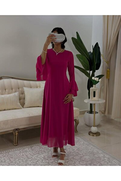 vanus fashion 5516 - فستان وردي بتصميم أنيق