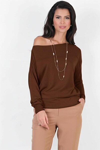 Spazio Consolato Kayık Yaka Triko KAHVE