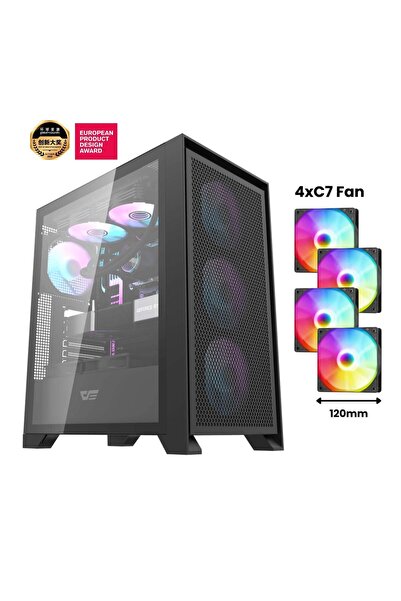 Aigo DRX70 Mesh AT-750W 80+ Bronze USB3.0 Type-C 4×12CM Fan Temperli Cam Siyah ATX Kasa