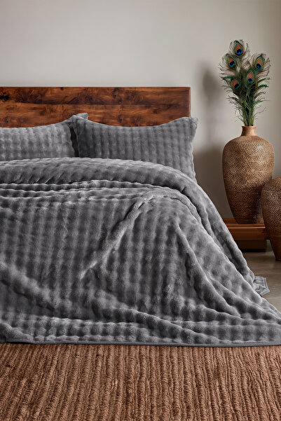 Doqu Home Bubble Battaniye Seti Çift Kişilik Gri