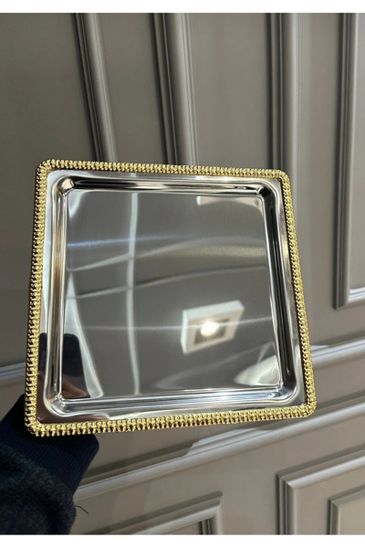 EVRA 6 Adet Zincir Model Döküm Kare Sunum Tepsisi