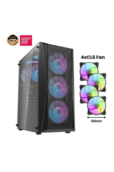 Aigo DK352 AT-650W 80+ Bronze USB3.0 4×12CM Fan Temperli Cam Siyah E-ATX Kasa