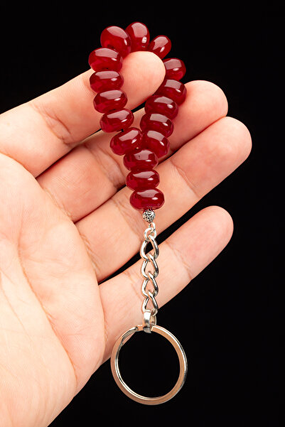 OTTOTESBİH سبحة تخفيف التوتر من الكهرمان بحجم الإصبع مع سلسلة مفاتيح