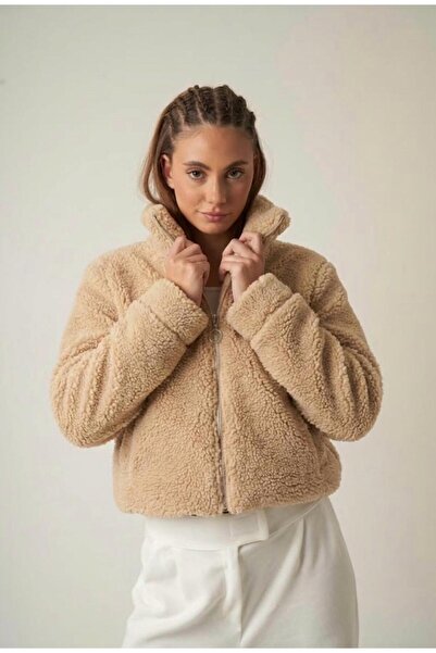 Butik Women's Teddy Plush Zippered Oversized Fleece Jacket
