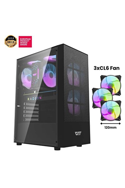 Aigo A290 USB3.0 3×12CM Fan Temperli Cam Siyah ATX Kasa (PSU Yok)